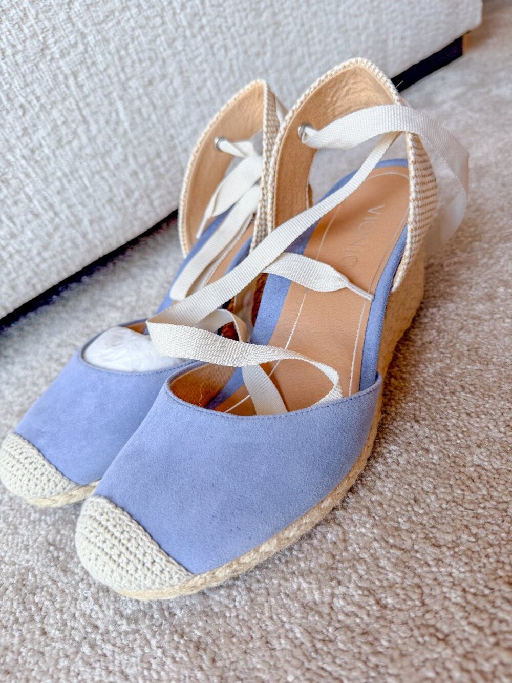 Vionic Maris Espadrille Wedges Blue Suede - Size 9